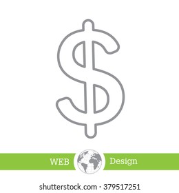 Flat dollar line icon.