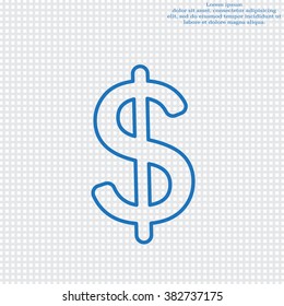 Flat dollar line icon.