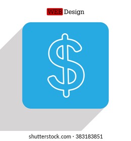 Flat dollar line icon.