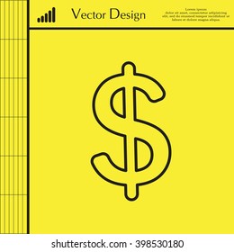 Flat dollar line icon.