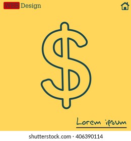 Flat dollar line icon.