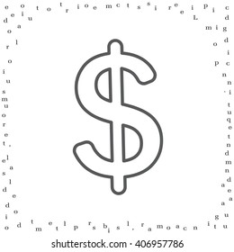 Flat dollar line icon.