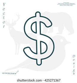 Flat dollar line icon.