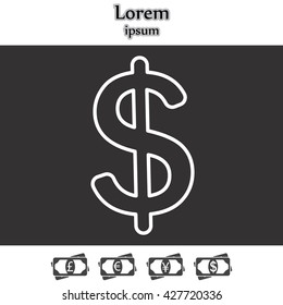 Flat dollar line icon.