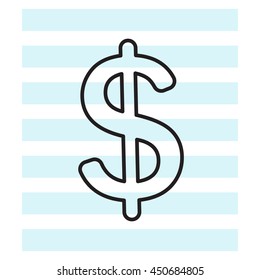 Flat dollar line icon.