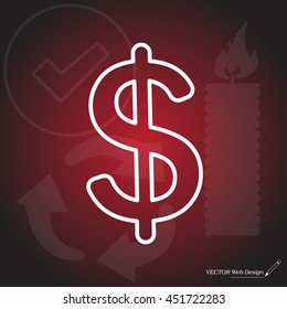 Flat dollar line icon.