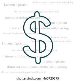Flat dollar line icon.