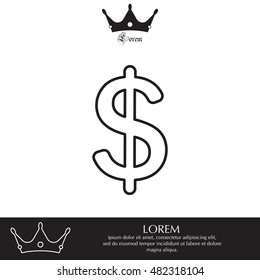 Flat dollar line icon.