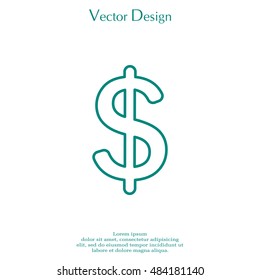 Flat dollar line icon.