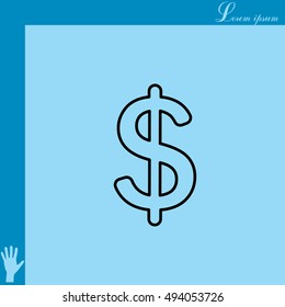Flat dollar line icon.