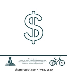 Flat dollar line icon.