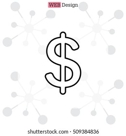 Flat dollar line icon.