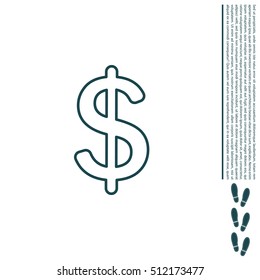 Flat dollar line icon.