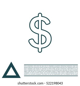 Flat dollar line icon.