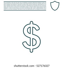 Flat dollar line icon.