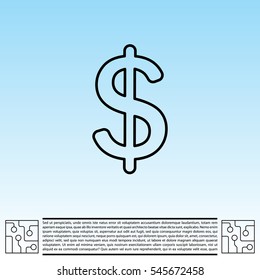 Flat dollar line icon.