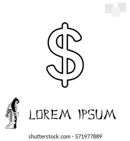 Flat dollar line icon.