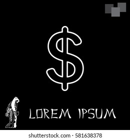 Flat dollar line icon.