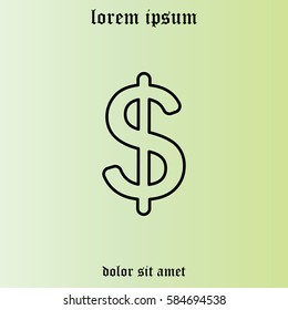 Flat dollar line icon.