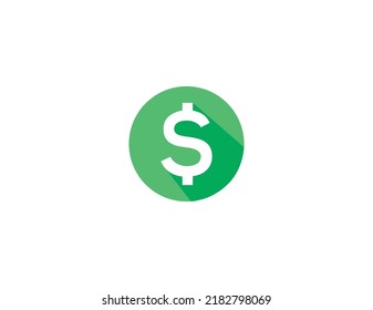 Flat Dollar Sign in green colour. Wealth and banking icon. Isolated on white background. 2022 July fresh.  