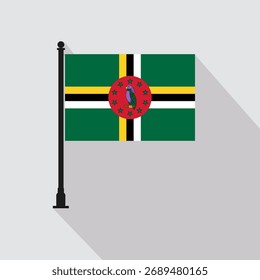 Flat Dominica Rechteck Fahne Pole in offiziellen Farben