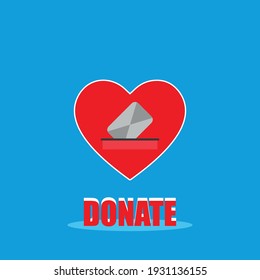 Flat Donate concept icon. Charity symbol. Human love sign. Logo design element