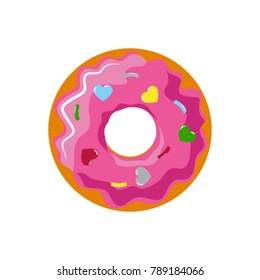 Flat donut icon illustration isolated on white background. Donut vector sign symbol.
