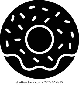 Flat donut icon with sprinkles isolated on white background