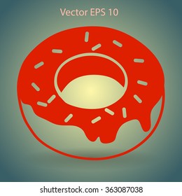 Flat donut vector icon.