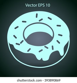 Flat donut vector icon.