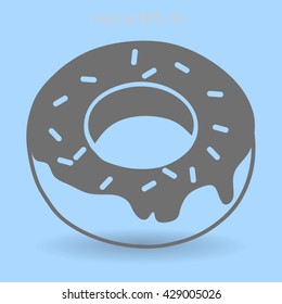 Flat donut vector icon.