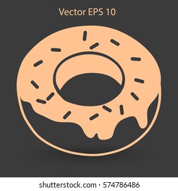 Flat donut vector icon.