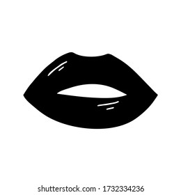 Los labios abiertos de garabatos planos con la bengala. Aislado sobre fondo blanco. Ilustración de material vectorial.
