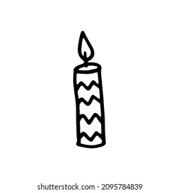 Candela de Navidad con doodle plano. Ilustración del icono del vector.