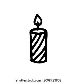 Candela de Navidad con doodle plano. Ilustración del icono del vector.