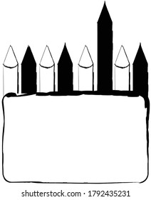 Flat doodle drawing image of color pencil, vector illustration