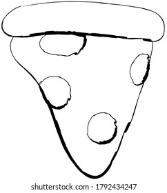 Flat doodle drawing image of pizza, vector illustration