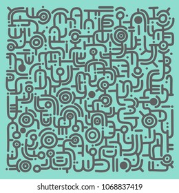  Flat doodle graphic abstract pattern on green. Vector design for background, logo, wallpaper, tattoo