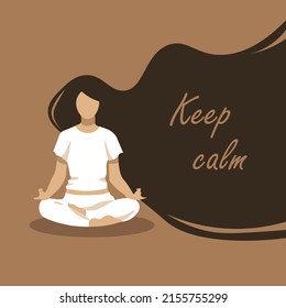 Flat doodle with a lotus yoga pose. Perfect asana to keep calm.