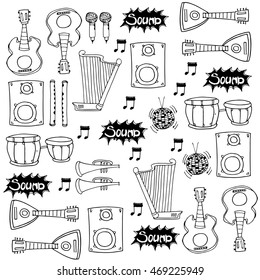 Flat doodle music element for stock collection