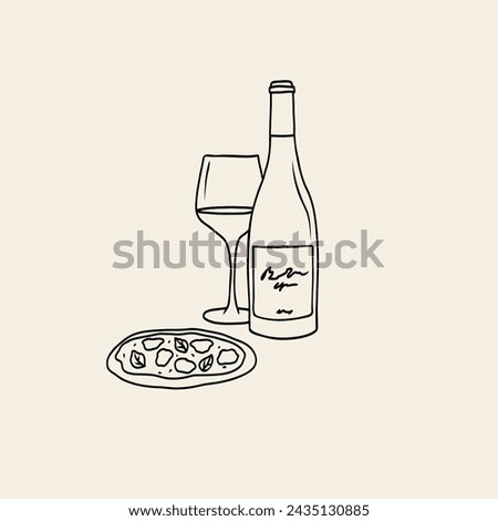 Flat doodle wine and pizza