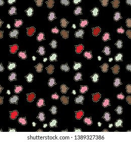 Flat doodles. Elements black, green and neutral on colors. Cute fabric pattern. Design. Vector illustration. Seamless Print.