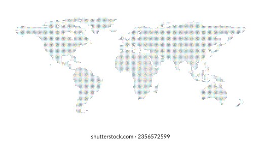 Flat dot wold map on white background