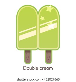 Flat double cream icon, ice cream vector illustration, minimalistic line art
