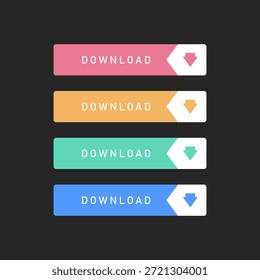 Conjunto de Botón de Descarga plana con etiquetas de flecha para Web y diseño App
