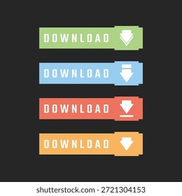 Conjunto de Botón de Descarga plana con iconos de flecha para Web e interfaz de App