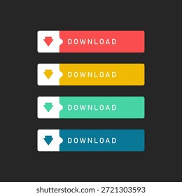 Conjunto de Botón de Descarga plana con Variantes de color para interfaz de Web