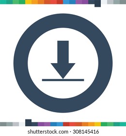 Flat download icon in a circle.