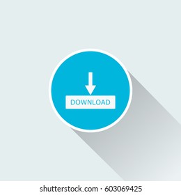 flat download icon with long shadow