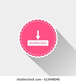 flat download icon with long shadow